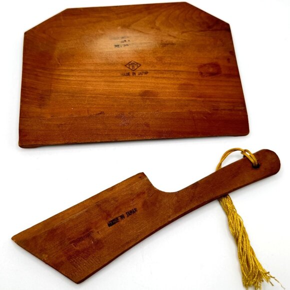 Vtg Hand-Painted Silent Butler Crumb Catcher Scraper Japan Floral Design Wood - Picture 4 of 10